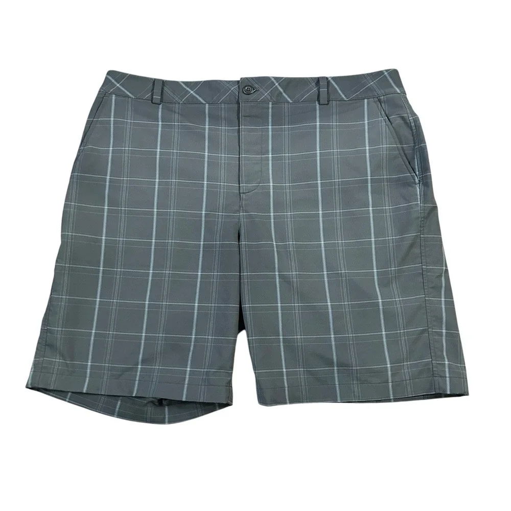 Under Armour Shorts Mens 40 R Gray Golf‎ Performance Stretch Plaid